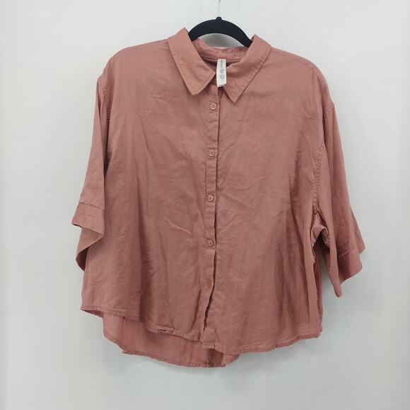 Athleta Mauve Pink Blouse Button Up Size Medium - Picture 12 of 12